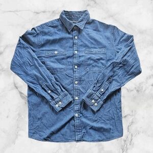 Banana Republic Standard Fit Striped Button Shirt Mens Blue Size Large L